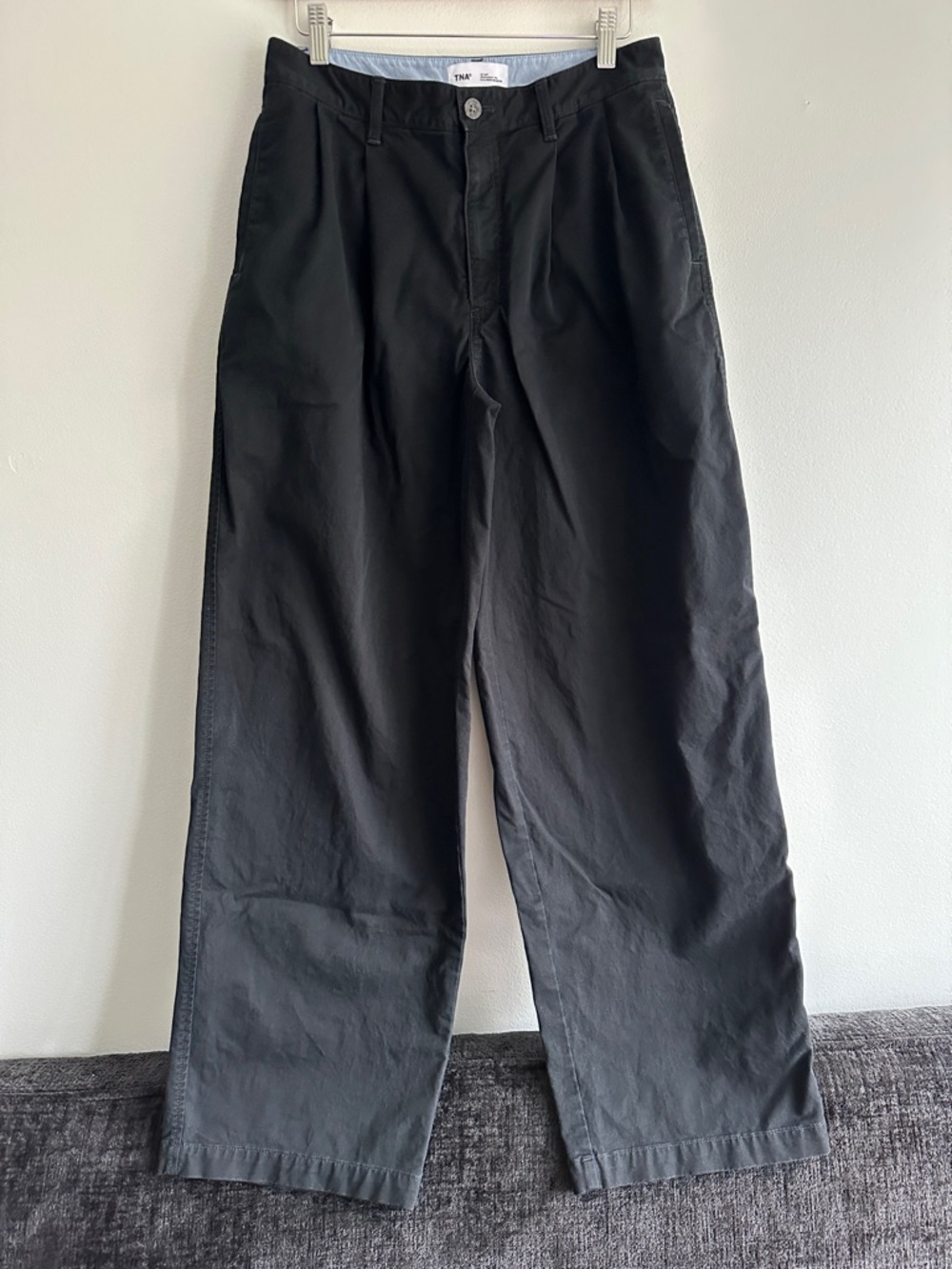 TNA Black Wide-Leg Chino Trousers Pants Size 6